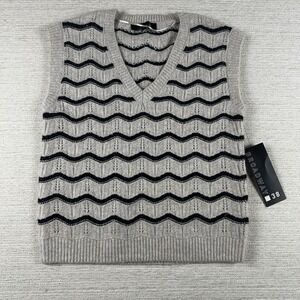 Womens Small Academia Tennis Preppy Sweater Vest Striped V Neck Knit Broadway 38